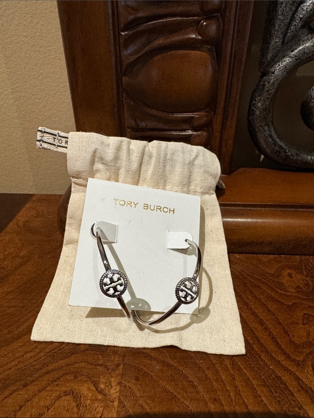 Tory Burch Rope Logo Hoop Earrings Silver